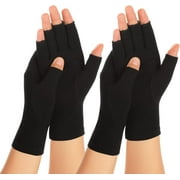 2 Pairs Arthritis Compression Gloves for Women Men, Carpal Tunnel Pain Relief, Fingerless for Typing Both Hands